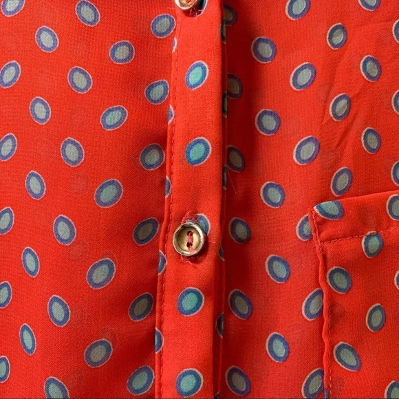 Monteau Sheer Red Sleeveless Button Top Blouse M - Picture 7 of 7